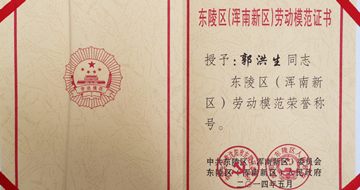 藍(lán)英集團(tuán)董事長郭洪生先生獲渾南新區(qū)勞動模范